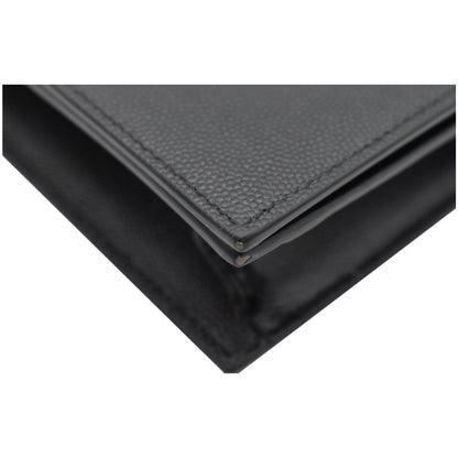 YVES SAINT LAURENT Kate Pebbled Leather Clutch Wallet Black
