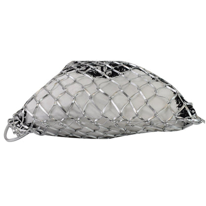 PRADA Rete Fabric Mesh Tote Bag Black/White
