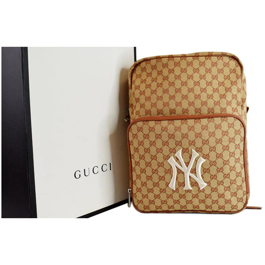 GUCCI Medium NY Yankees GG Canvas Backpack Bag Beige 536724