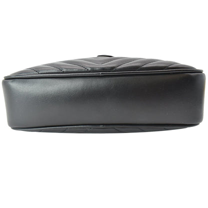 YVES SAINT LAURENT Lou Chevron Leather Camera Crossbody Bag Black