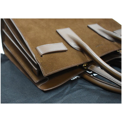 YVES SAINT LAURENT Sac de Jour Suede Leather Tote Shoulder Bag Brown