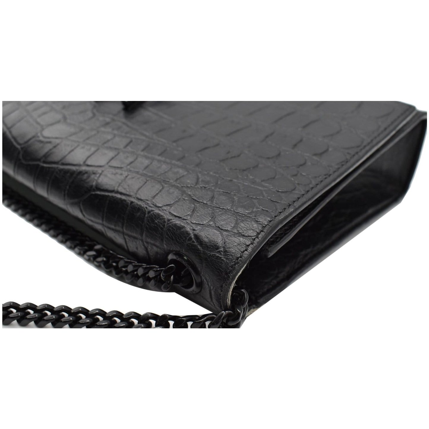YVES SAINT LAURENT WOC Crocodile-Embossed Shoulder Bag Black  - Hot Deals