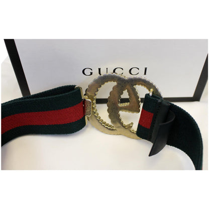 GUCCI Web Elastic with Torchon Double G Buckle Belt 524101