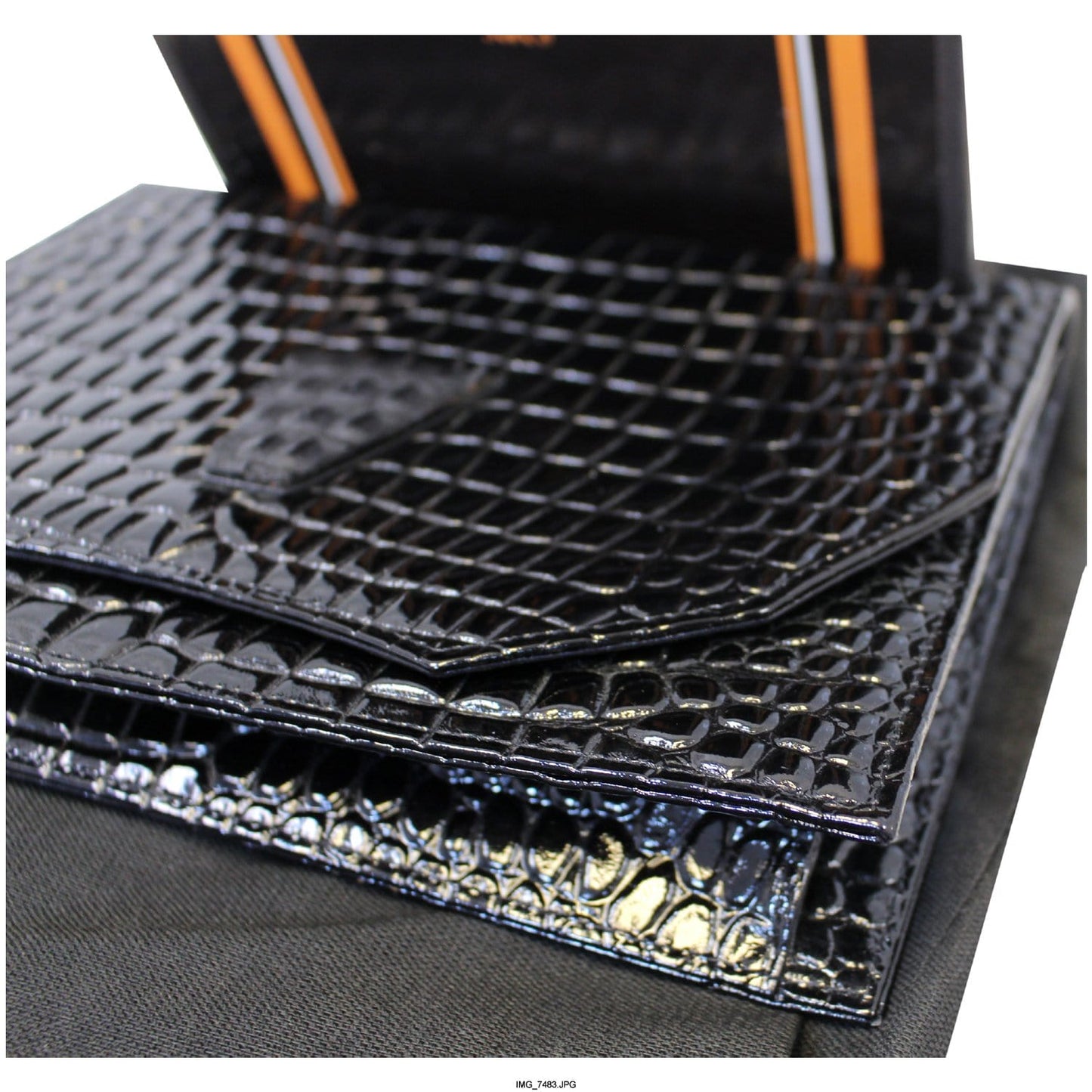 YVES SAINT LAURENT Black Crocodile Leather Clutch Bag