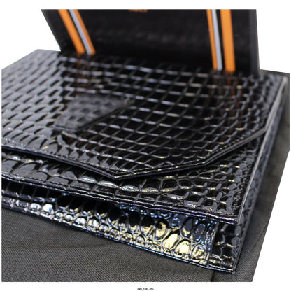 YVES SAINT LAURENT Black Crocodile Leather Clutch Bag