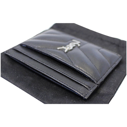 YVES SAINT LAURENT Loulou Matelasse Card Case Holder Black