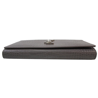 YVES SAINT LAURENT Kate Small Crocodile Leather Crossbody Bag Grey - Last Call