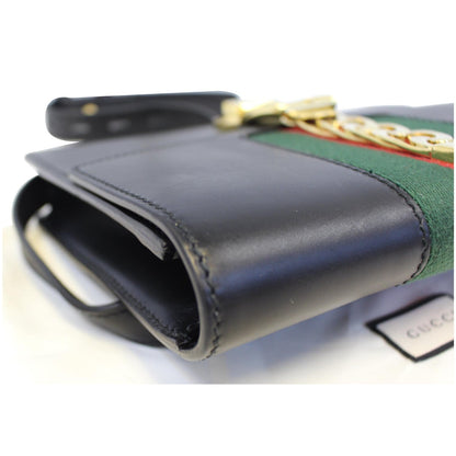 GUCCI Sylvie Calfskin Leather Belt Bumbag Black 476811