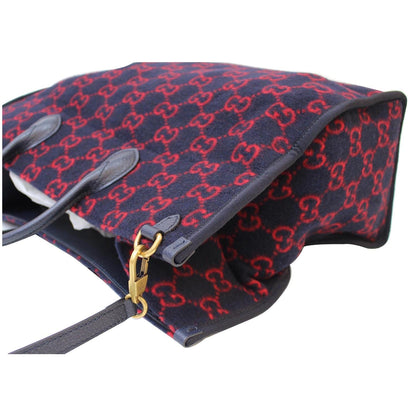 GUCCI GG Wool Tote Shoulder Bag Blue/Red 598169