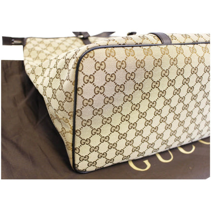 GUCCI GG Canvas Tote Travel Bag Beige