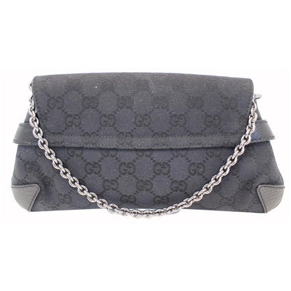 GUCCI Horsebit GG Canvas Clutch Bag Black