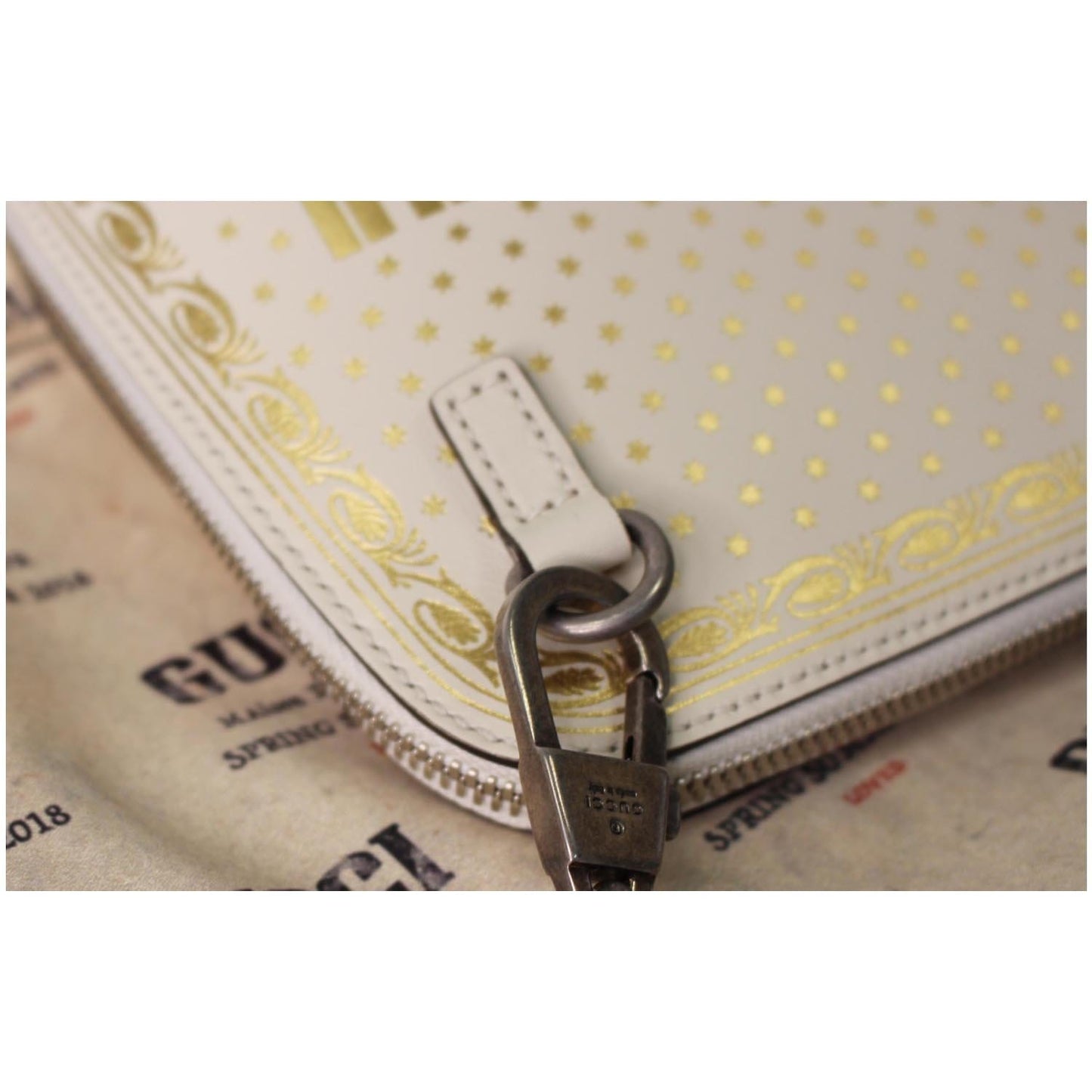 GUCCI Moon Steller Guccy Leather Crossbody Bag Ivory