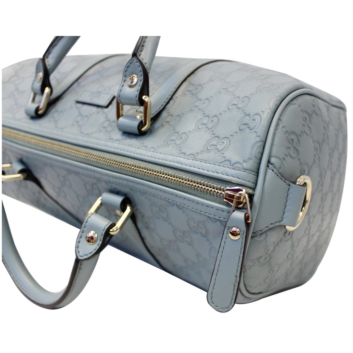 GUCCI Medium Joy Guccissima Leather Boston Bag Turquoise