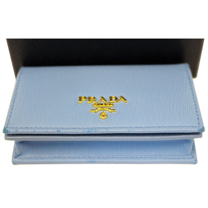PRADA Saffiano Leather Blue Wallet