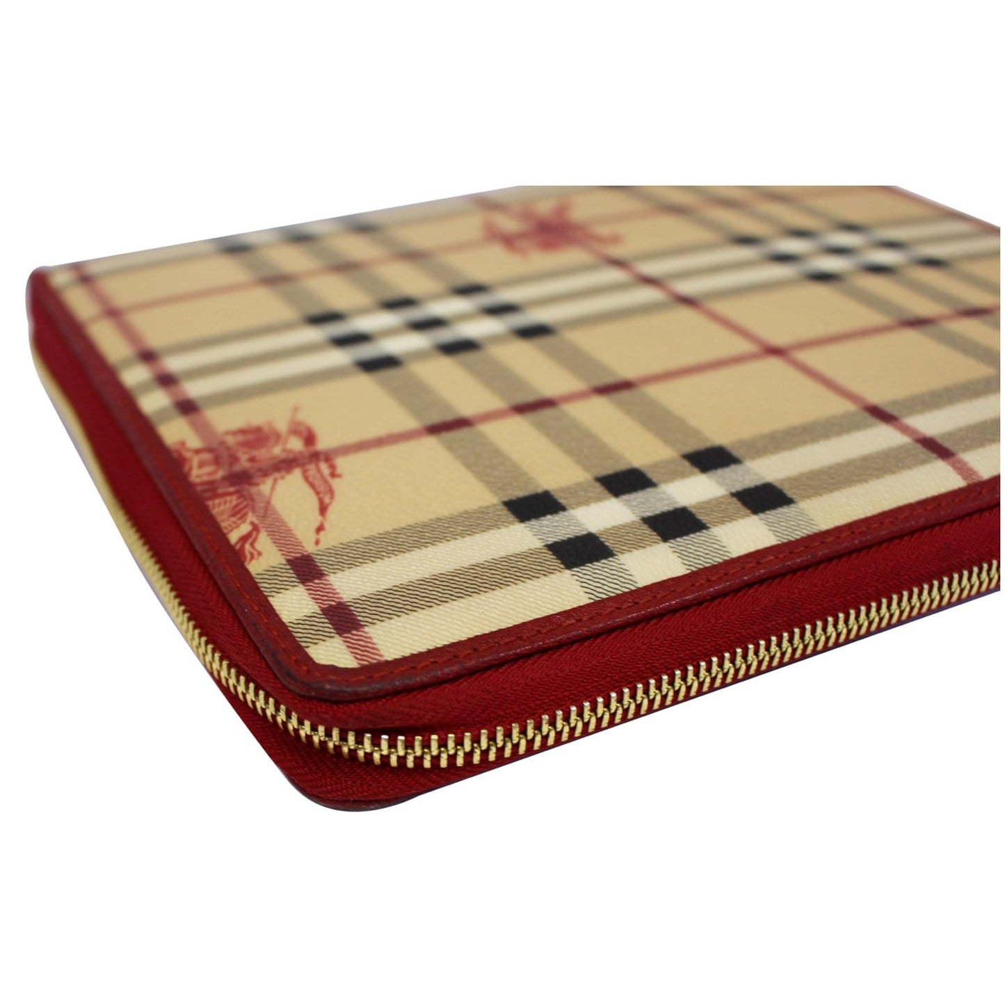BURBERRY Check Leather iPad Cover Red