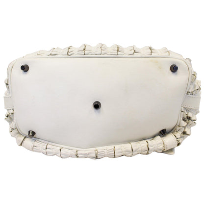 BURBERRY Ruffle Small Lowry White Leather Shoulder Bag