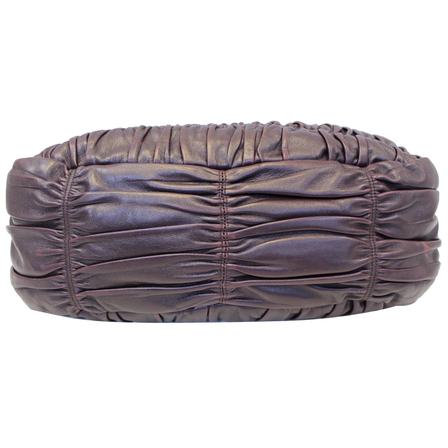 PRADA Gaufre Nappa Leather Hobo Bag Brown
