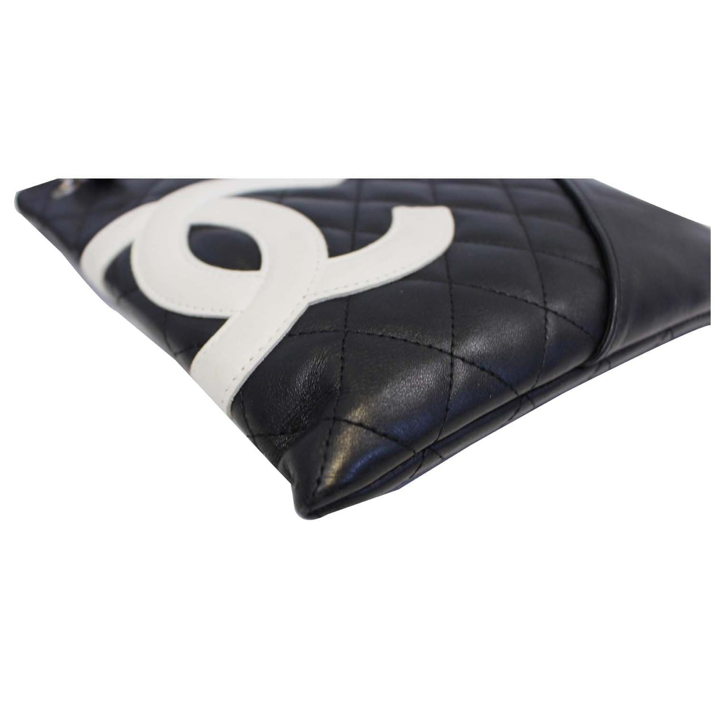CHANEL Cambon Flat Calfskin Leather Messenger Crossbody Bag Black