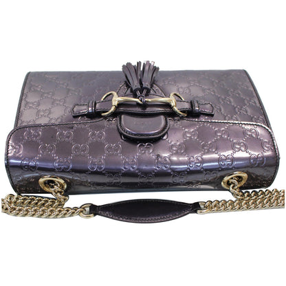 GUCCI Emily Guccissima Chain Shoulder Bag Plum 295402