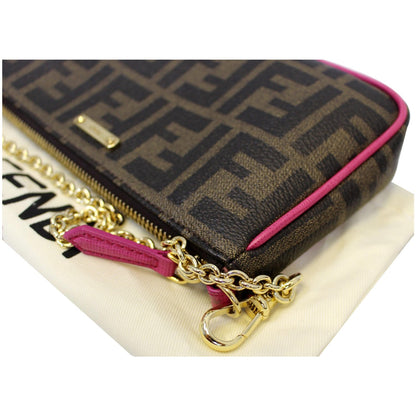 FENDI Spalmati Zucca Pochette Pouch Fuchsia