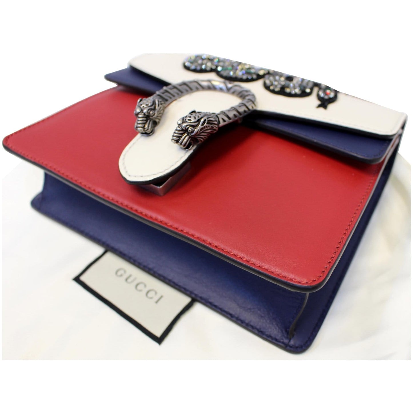 GUCCI Dionysus Mini Crystal Embroidered Snake Shoulder Bag Red - 20% OFF