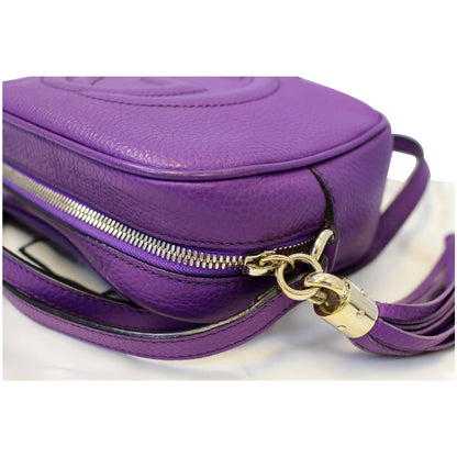 GUCCI Soho Disco Pebbled Leather Small Crossbody Bag 308364 Purple