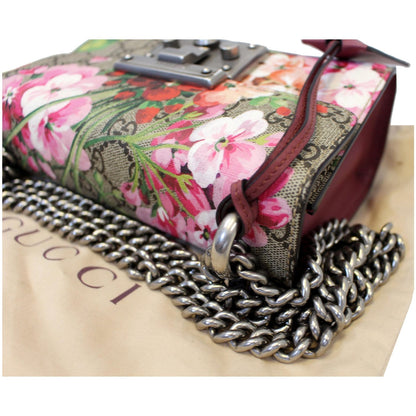 GUCCI Small Padlock GG Supreme Monogram Blooms Print Shoulder Bag