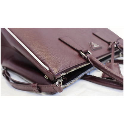 PRADA Lux Large Saffiano Leather Tote Shoulder Bag Burgundy