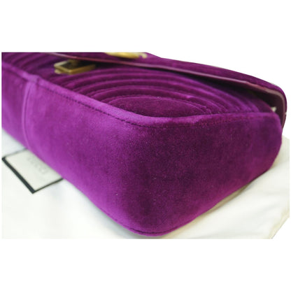 GUCCI GG Marmont Velvet Small Shoulder Bag Purple 443497