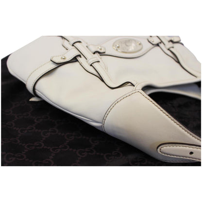 GUCCI 85th Anniversary Horsebit Leather Hobo Bag White 163804