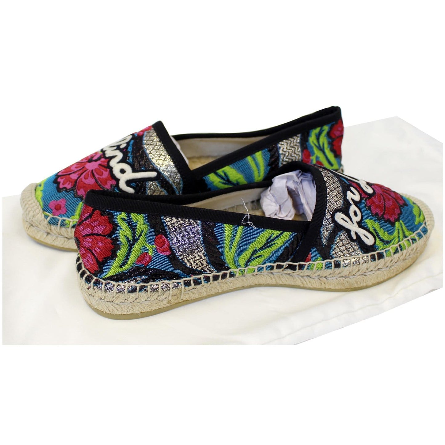 GUCCI Embroidered Blind For Love Espadrilles Flat Multicolor US 6 - Last Call