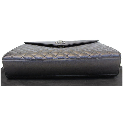YVES SAINT LAURENT Envelope Large Matelasse Embossed Leather Shoulder Bag Black