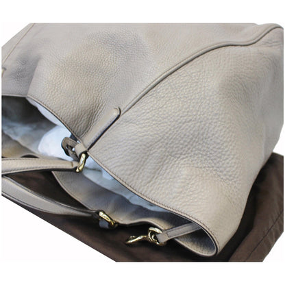 GUCCI Soho Pebbled Leather Large Tote Shoulder Bag Taupe