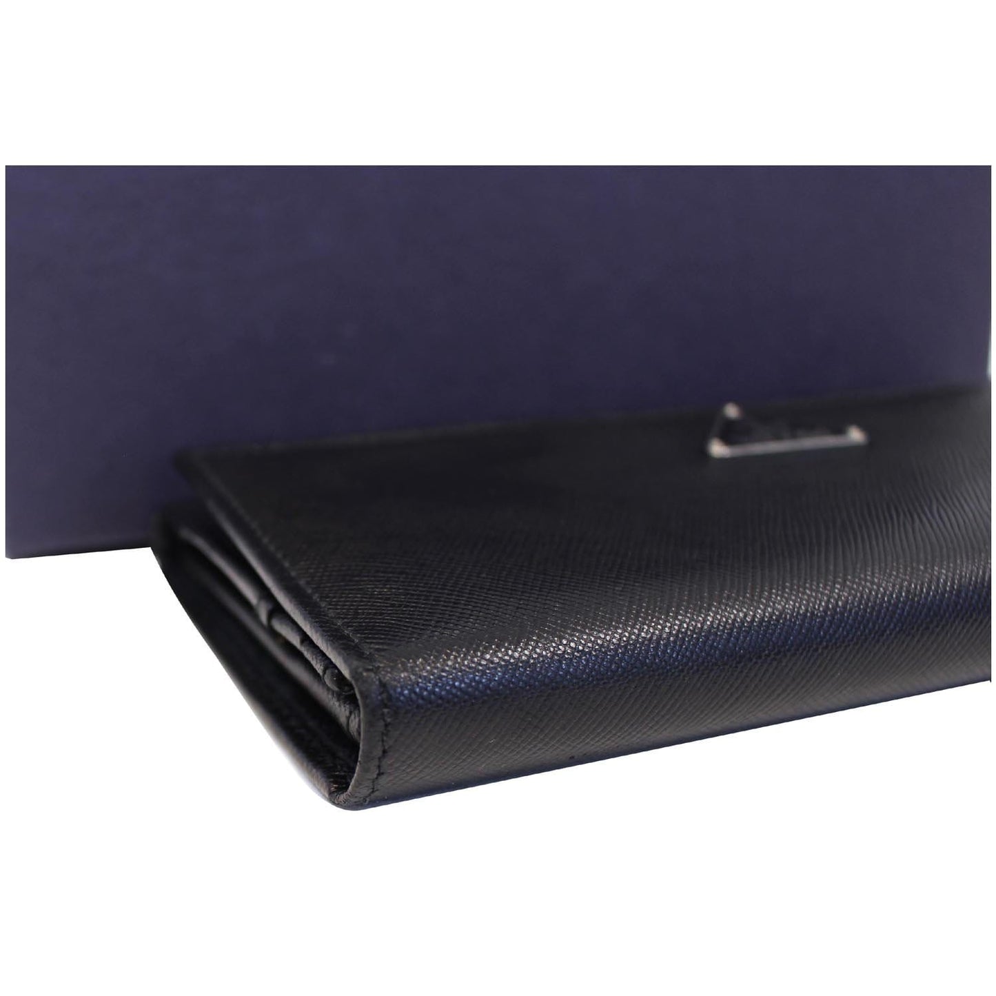 PRADA Saffiano Triangle Continental Flap Wallet