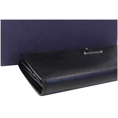 PRADA Saffiano Triangle Continental Flap Wallet