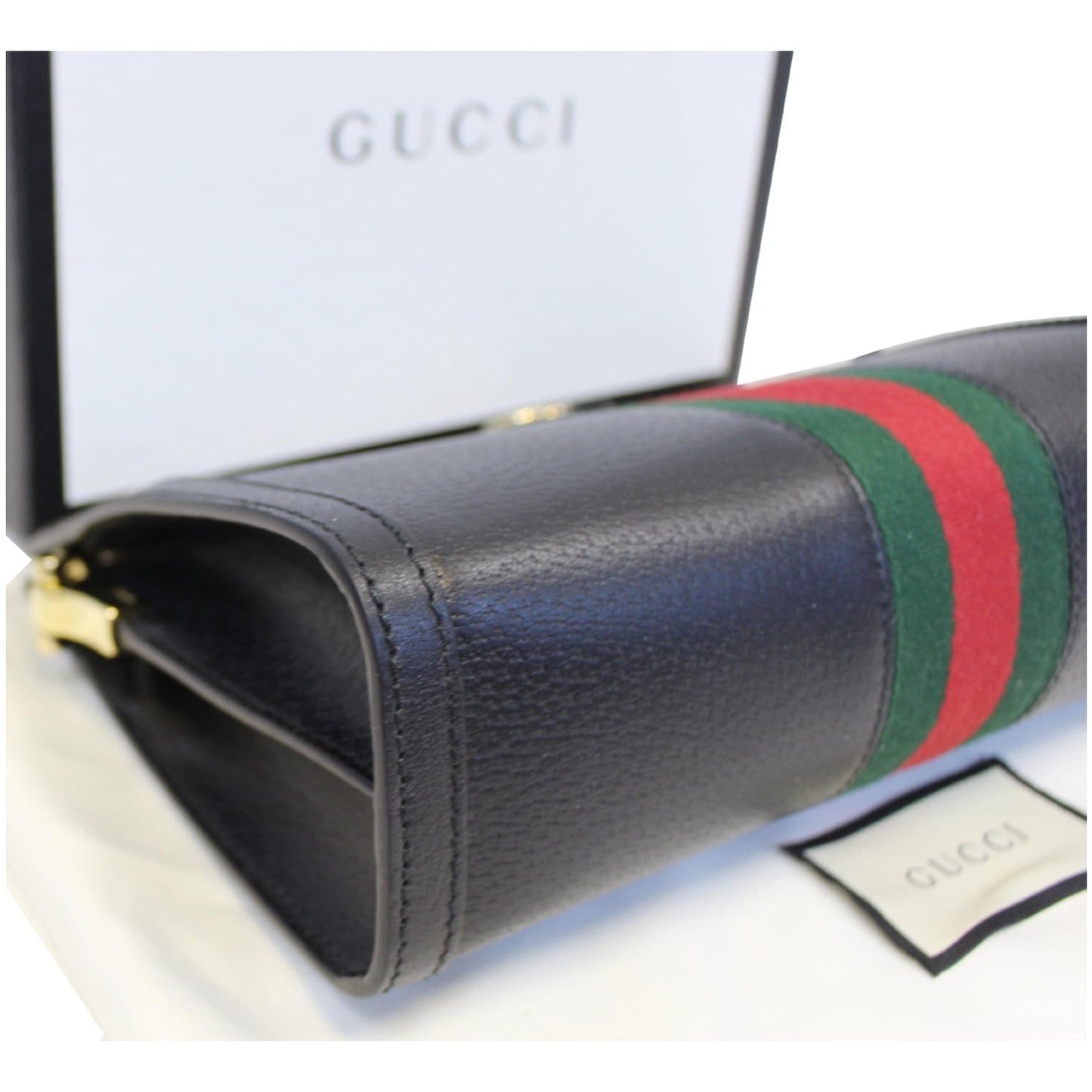 GUCCI Ophidia Small Web Calfskin Shoulder Bag Black 503877