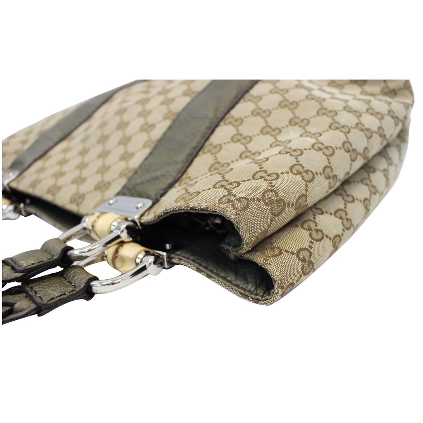 GUCCI Bamboo Bar GG Canvas Tote Bag Beige 232947