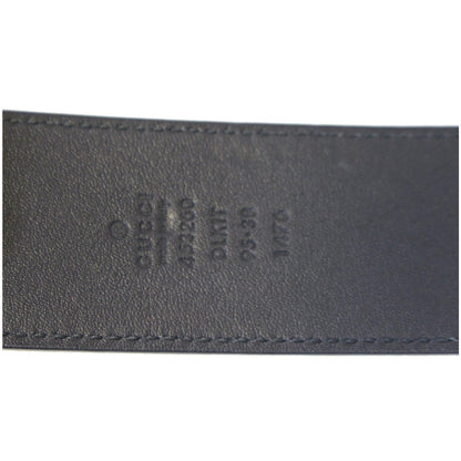 GUCCI Pearl Double G Black Leather Belt Size 44