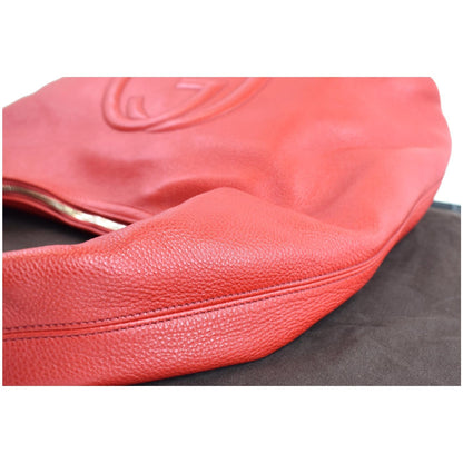 GUCCI Soho Pebbled Leather Hobo Shoulder Bag Red 282304