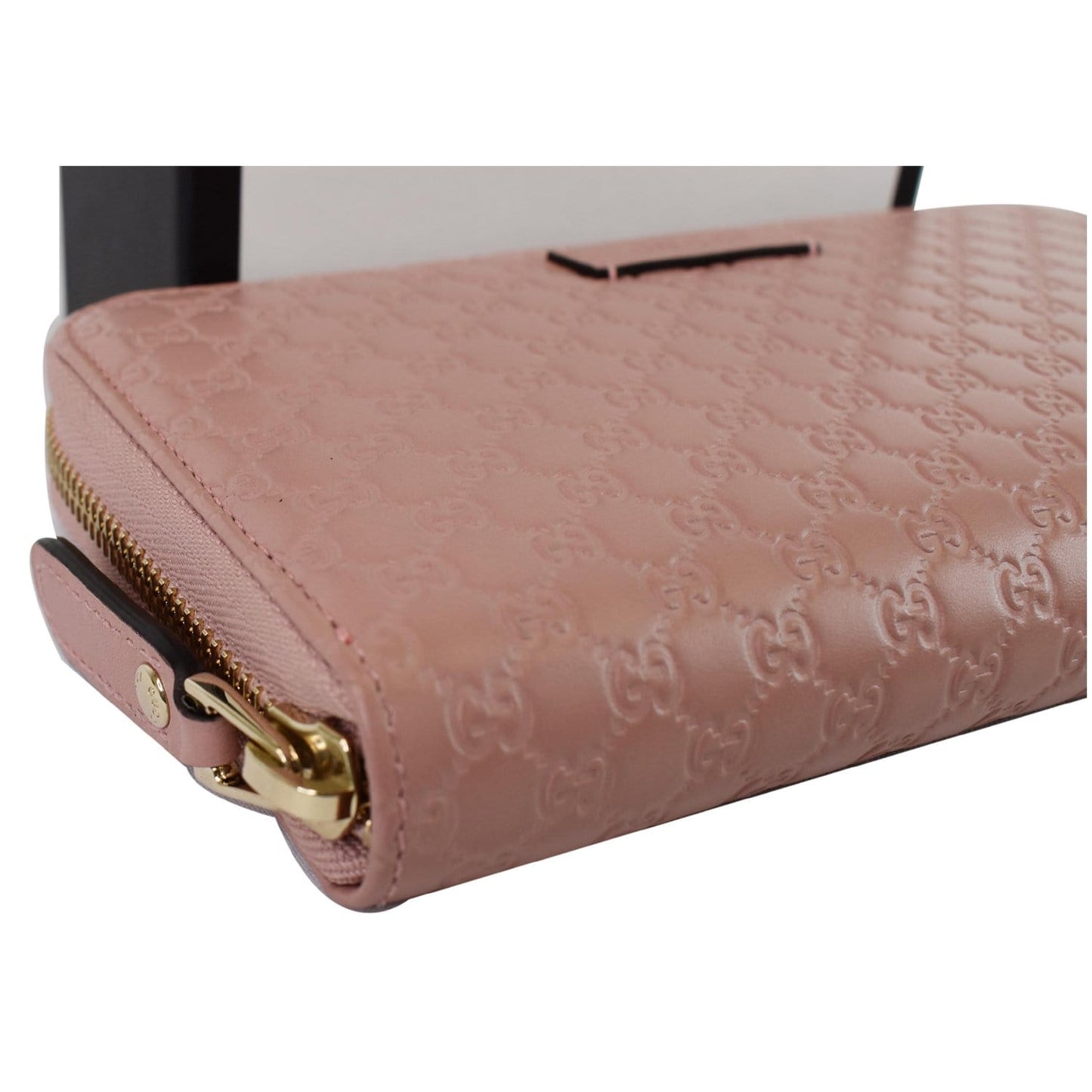 GUCCI Micro GG Guccissima Zip Around Wallet Pink 449391