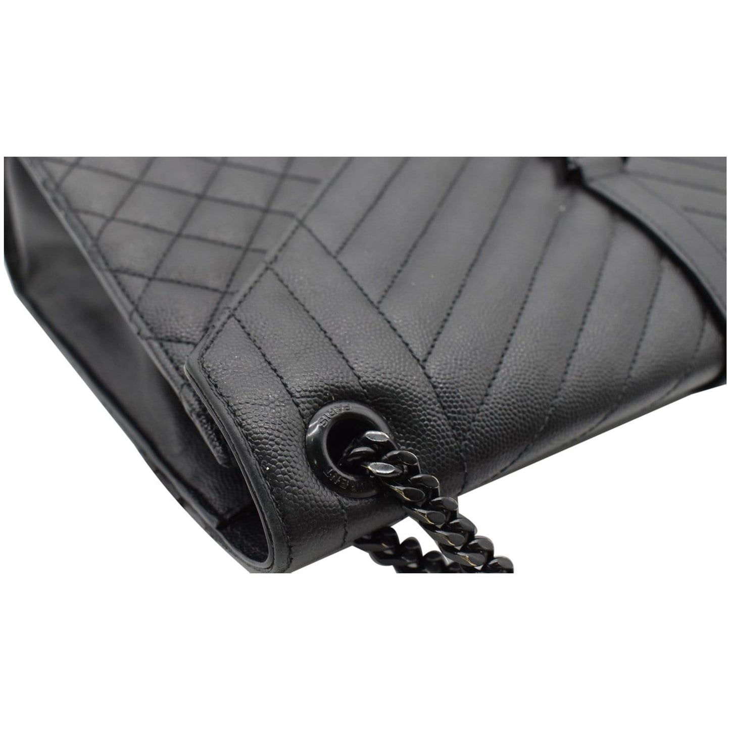 YVES SAINT LAURENT Envelope Large Grain De Poudre Leather Shoulder Bag Black