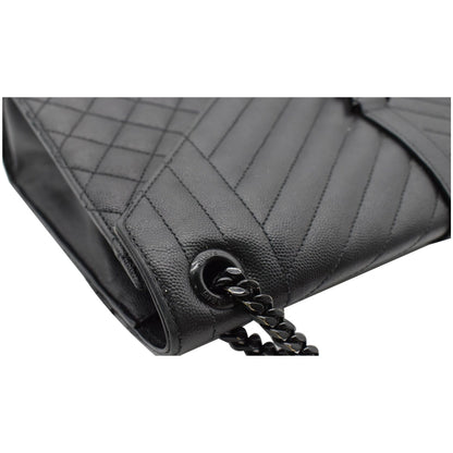 YVES SAINT LAURENT Envelope Large Grain De Poudre Leather Shoulder Bag Black