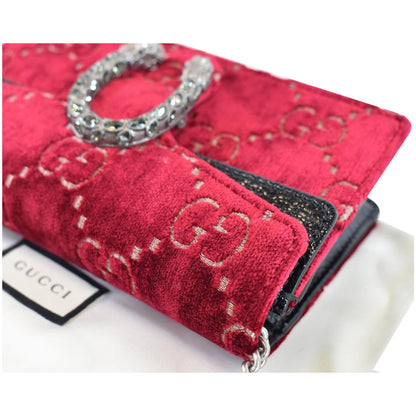 GUCCI Dionysus Super Mini GG Velvet Shoulder Bag Red 476432
