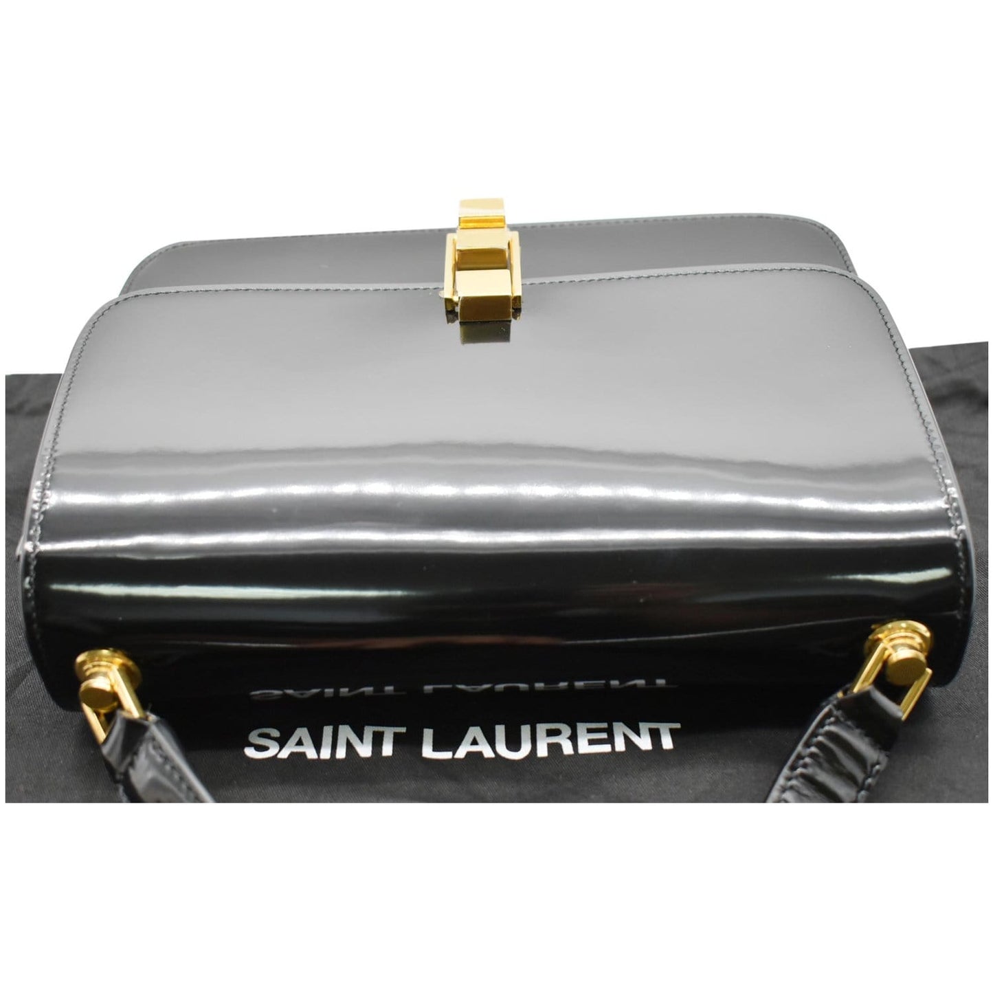 YVES SAINT LAURENT Le Carre Patent Leather Shoulder Bag Black - Final Sale