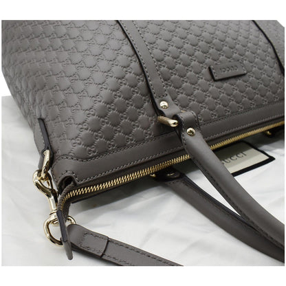 GUCCI Convertible GG Microguccissima Leather Satchel Bag Grey 449656