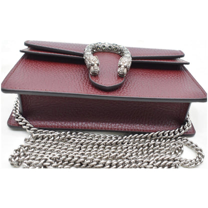 GUCCI Dionysus Super Mini Leather Shoulder Bag Burgundy 476432