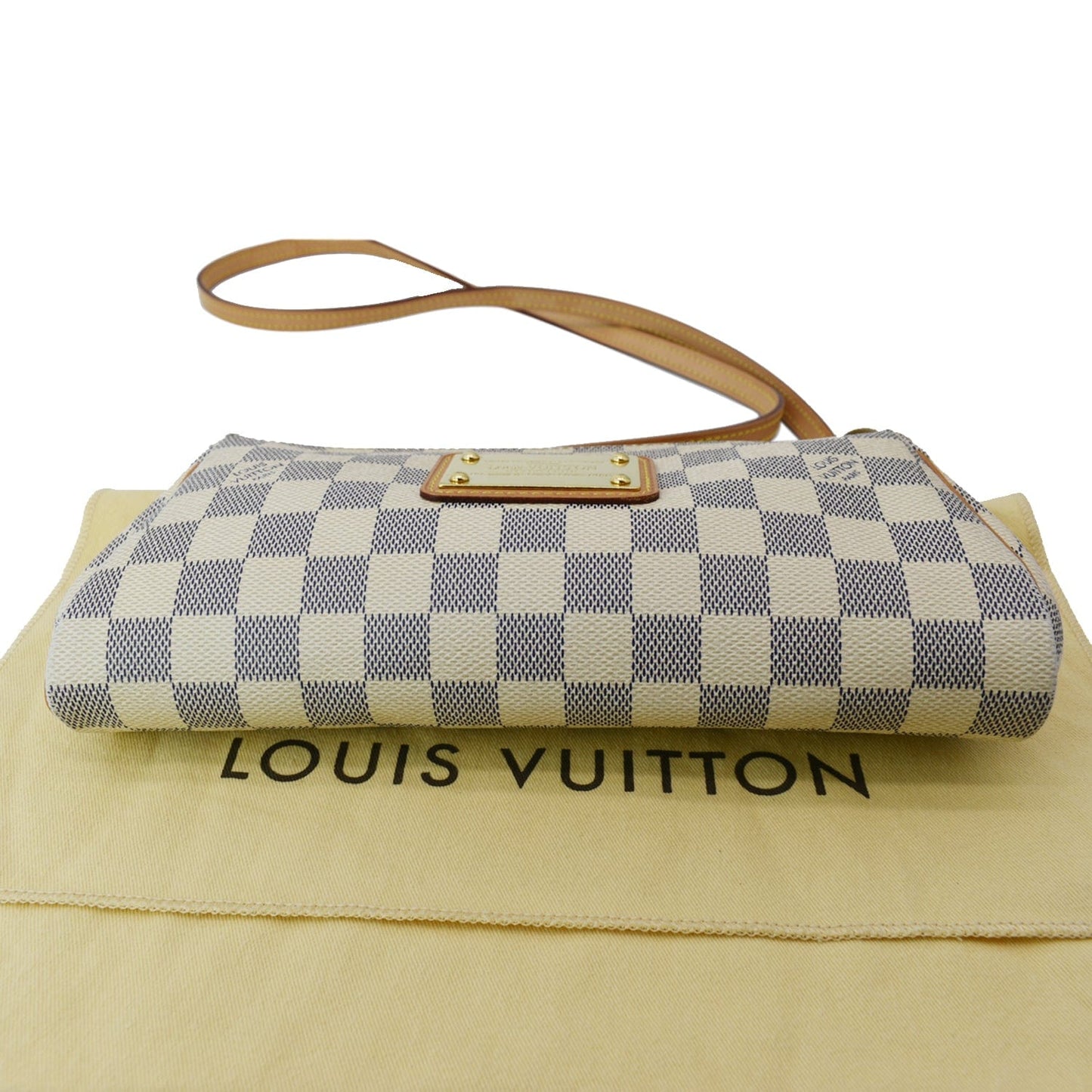 LOUIS VUITTON Pochette Eva Damier Azur Clutch Bag White