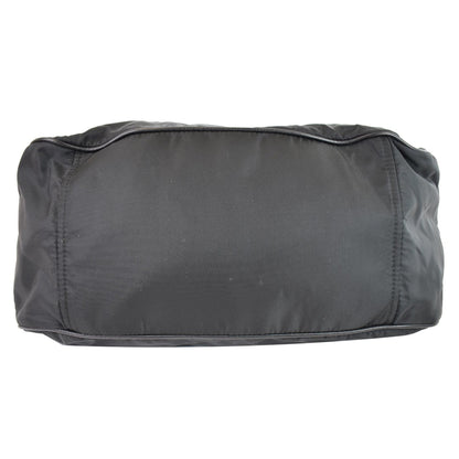 PRADA  Nylon Leather Strap Hobo Bag Black
