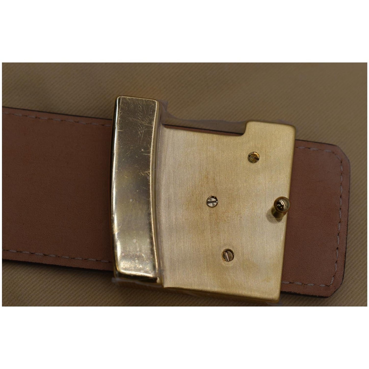 LOUIS VUITTON LV Initiales Monogram Canvas Buckle Belt Brown