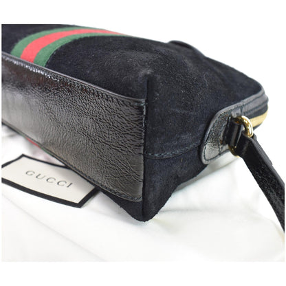 GUCCI Ophidia GG Small Suede Shoulder Bag Black 499621
